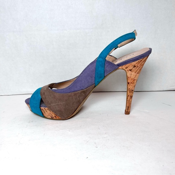Guess Slingback Sandals Women’s Color Block Suede Blue Size 7.5 - Picture 5 of 8